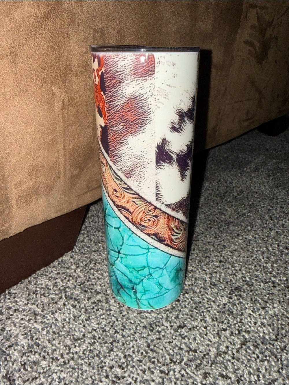 Turquoise/Cowhide & Leather Patterned Tumbler